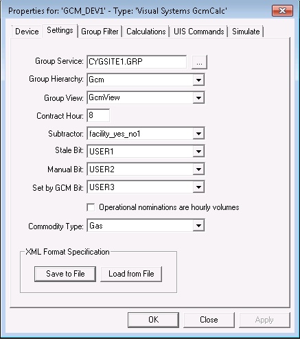 Settings page
